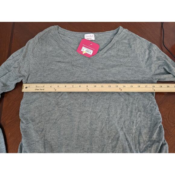 Ingrid & Isabel Maternity Sweater L Gray Side Shirring Lightweight Long Sleeves - Picture 6 of 9